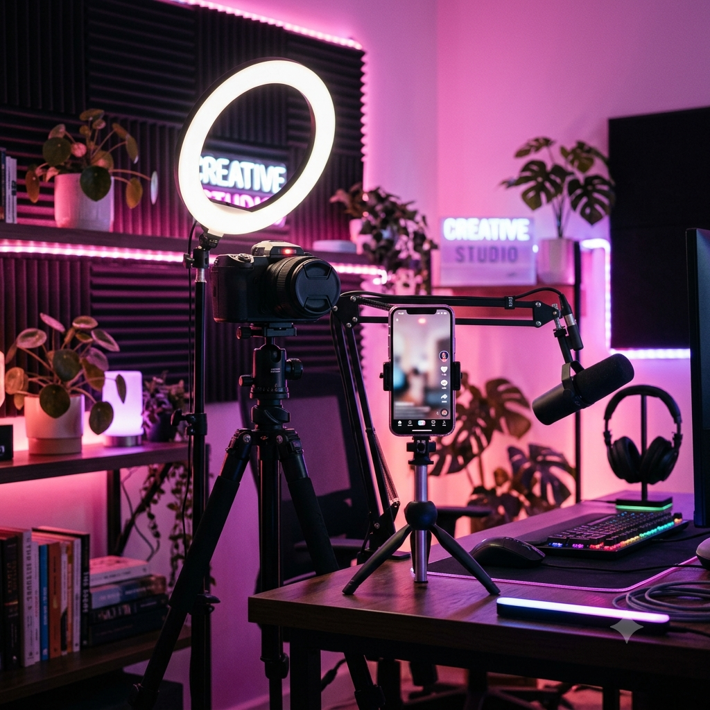 Ilustrasi studio konten influencer YouTube Indonesia terpopuler