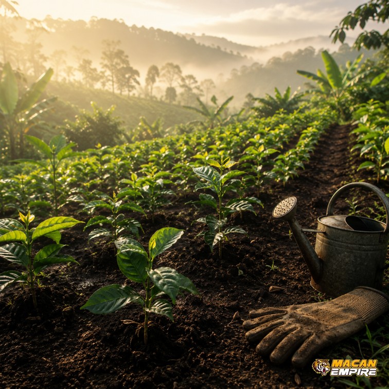Bibit kopi robusta di lahan perhutanan sosial menggambarkan Prilly Latuconsina tanam pohon